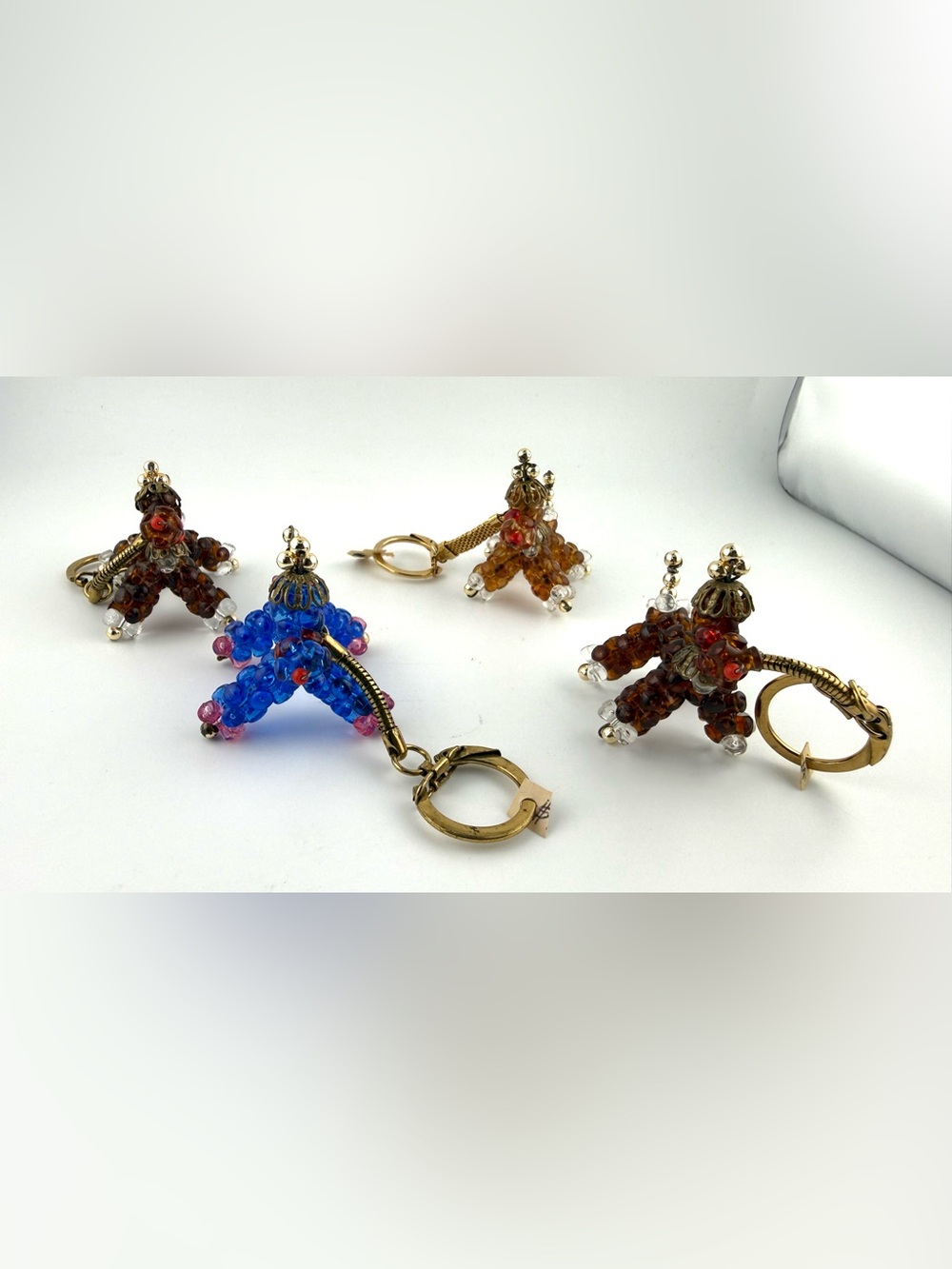 4 vintage handmade beaded poodle keychains!